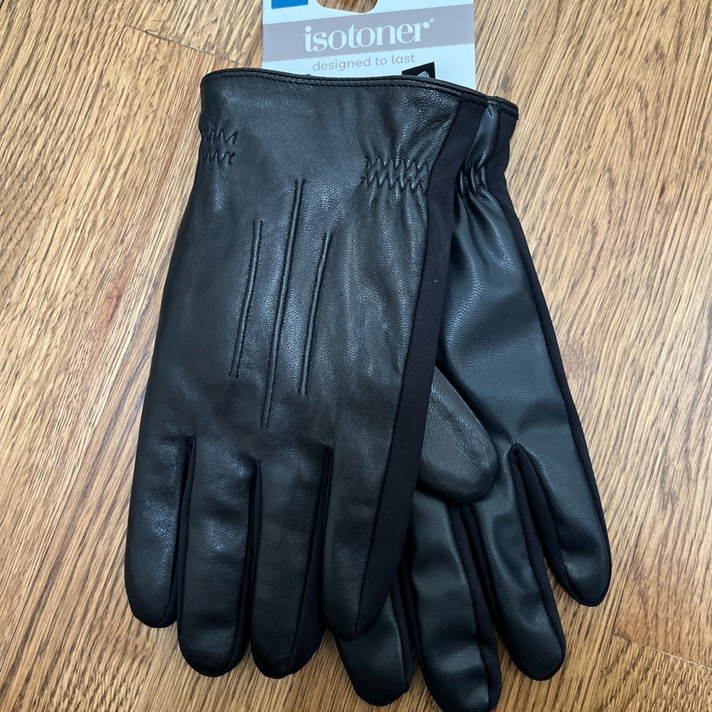 Isotoner Men’s Leather Smart Touch Gloves Size Large